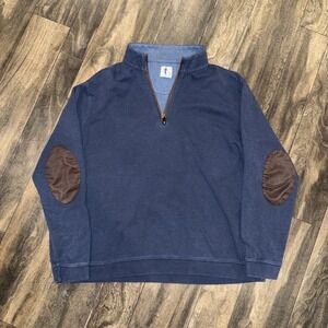 Sharp Lad 1/4 Zip Pullover Sweatshirt Elbow Patches Men's Size XL Navy Blue